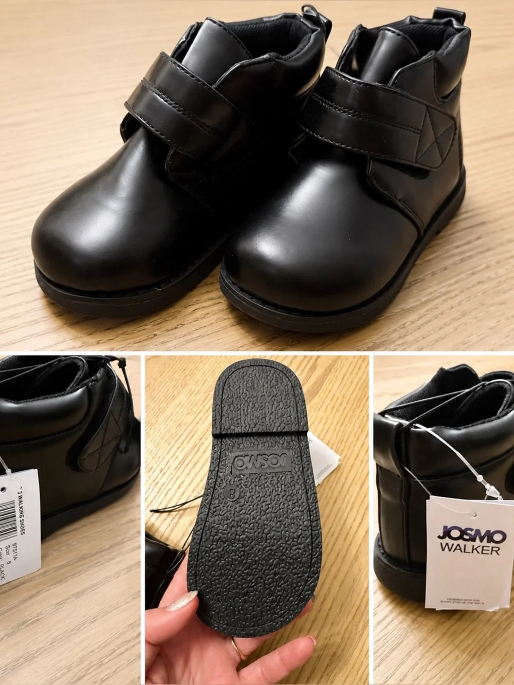 Toddler Black Walker Hook-and-Loop Boots